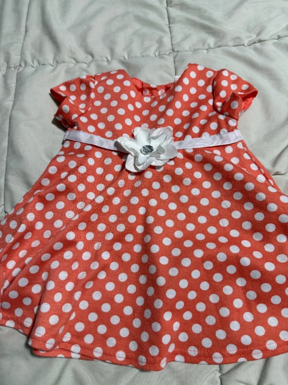 Polka Dot Orange White Flower Dress 18 Month Youngland Baby Short Sleeve
